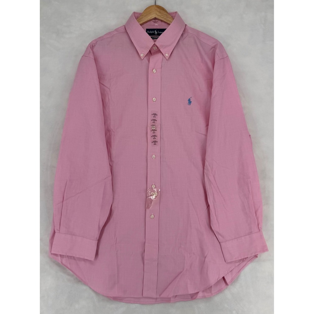 Polo Ralph Lauren Mens Pink Classic Fit Button Down Dress Shirt 17 32/33 NWT